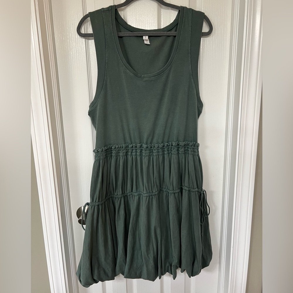 Anthropologie Olive Green Tiered Tank Dress
